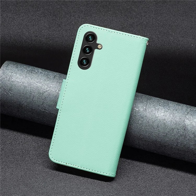 For Samsung Galaxy A55 5G Case Stand PU Leather Litchi Texture Shell Cell Phone Cover