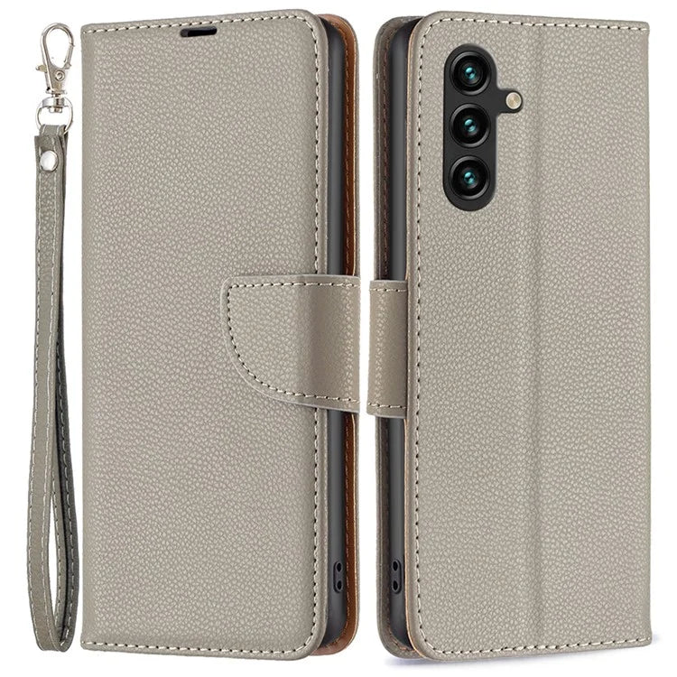 For Samsung Galaxy A55 5G Case Stand PU Leather Litchi Texture Shell Cell Phone Cover