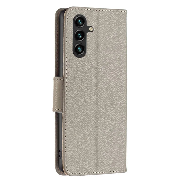 For Samsung Galaxy A55 5G Case Stand PU Leather Litchi Texture Shell Cell Phone Cover