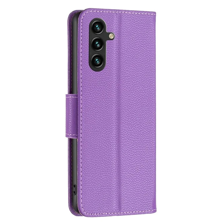 For Samsung Galaxy A55 5G Case Stand PU Leather Litchi Texture Shell Cell Phone Cover