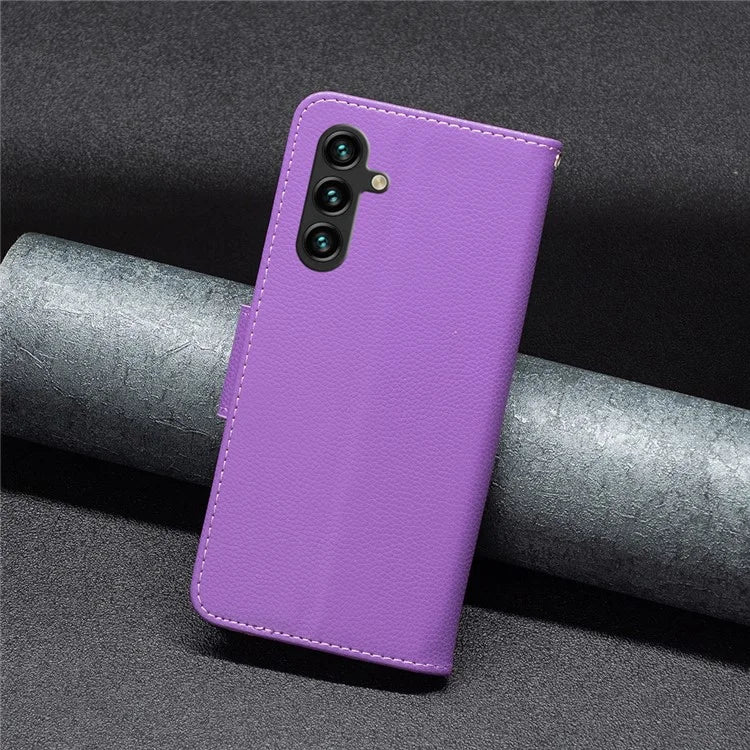 For Samsung Galaxy A55 5G Case Stand PU Leather Litchi Texture Shell Cell Phone Cover
