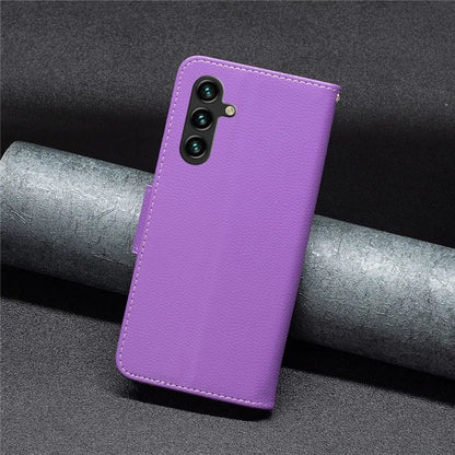 For Samsung Galaxy A55 5G Case Stand PU Leather Litchi Texture Shell Cell Phone Cover