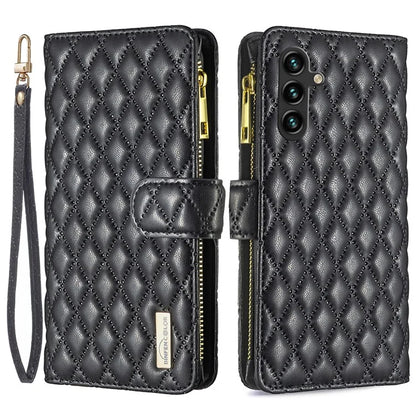 BINFEN COLOR BF Style-15 For Samsung Galaxy A55 5G Cell Phone Case Zipper Pocket Stand Protective Cover