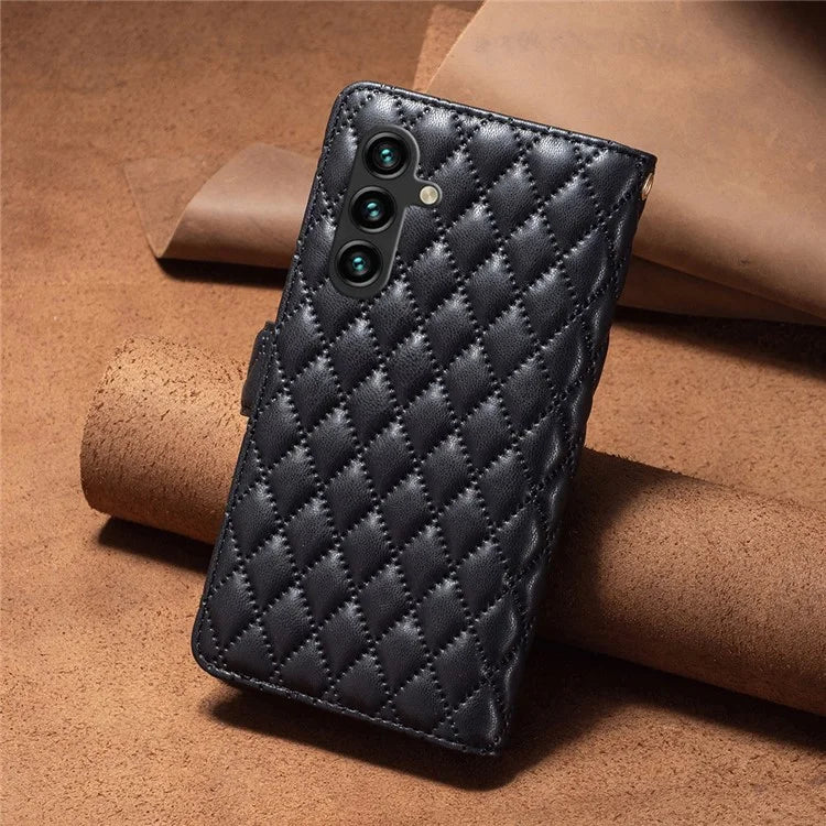 BINFEN COLOR BF Style-15 For Samsung Galaxy A55 5G Cell Phone Case Zipper Pocket Stand Protective Cover
