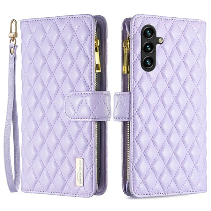 BINFEN COLOR BF Style-15 For Samsung Galaxy A55 5G Cell Phone Case Zipper Pocket Stand Protective Cover