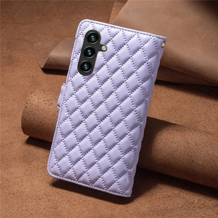 BINFEN COLOR BF Style-15 For Samsung Galaxy A55 5G Cell Phone Case Zipper Pocket Stand Protective Cover
