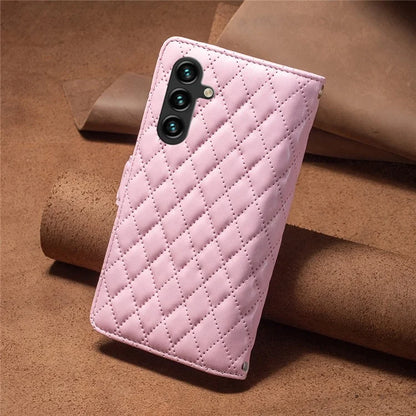 BINFEN COLOR BF Style-15 For Samsung Galaxy A55 5G Cell Phone Case Zipper Pocket Stand Protective Cover