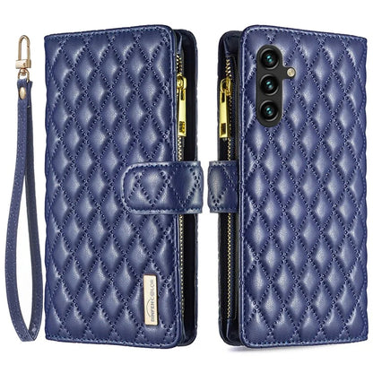 BINFEN COLOR BF Style-15 For Samsung Galaxy A55 5G Cell Phone Case Zipper Pocket Stand Protective Cover