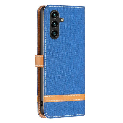 For Samsung Galaxy A55 5G Cell Phone Case Jeans Cloth Splicing Leather Stand Protective Cover