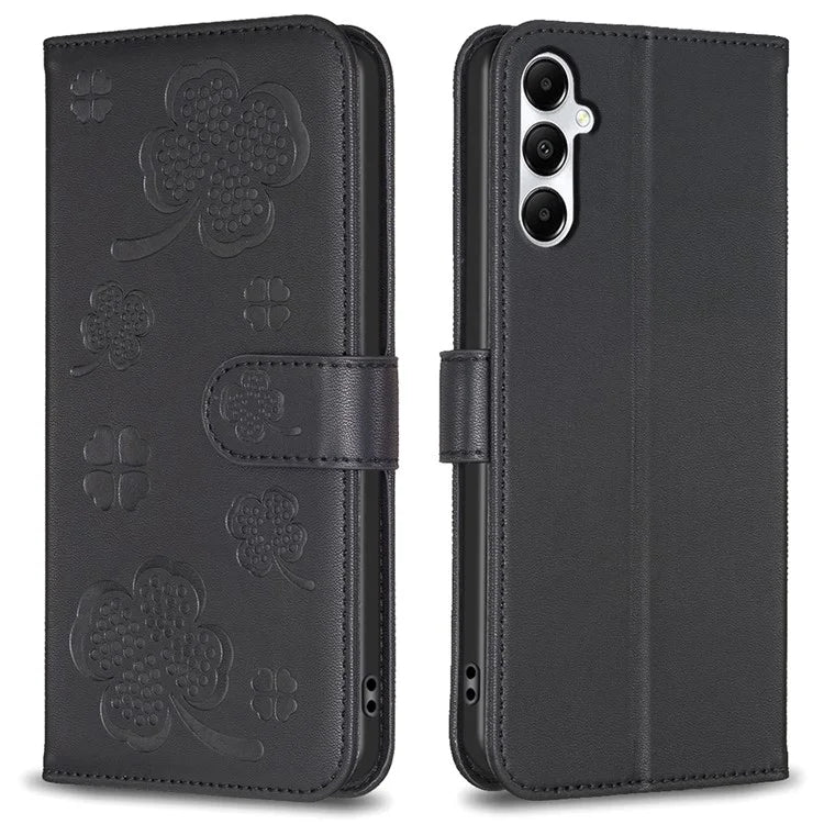 For Samsung Galaxy A55 5G Case Clover Pattern Leather Smartphone Cover with Card Slots