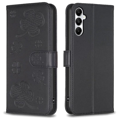 For Samsung Galaxy A55 5G Case Clover Pattern Leather Smartphone Cover with Card Slots