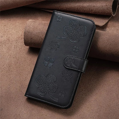 For Samsung Galaxy A55 5G Case Clover Pattern Leather Smartphone Cover with Card Slots