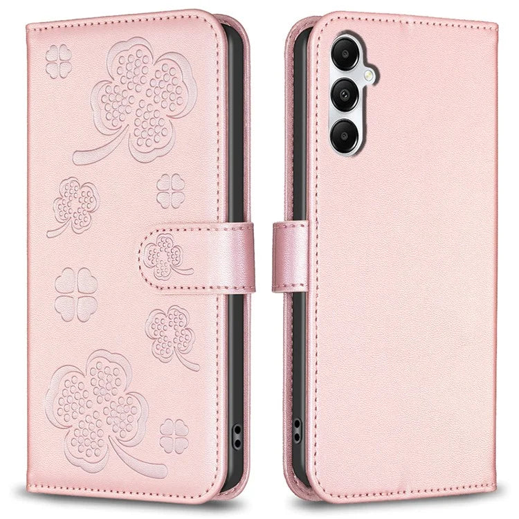 For Samsung Galaxy A55 5G Case Clover Pattern Leather Smartphone Cover with Card Slots