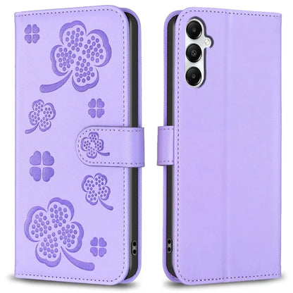 For Samsung Galaxy A55 5G Case Clover Pattern Leather Smartphone Cover with Card Slots