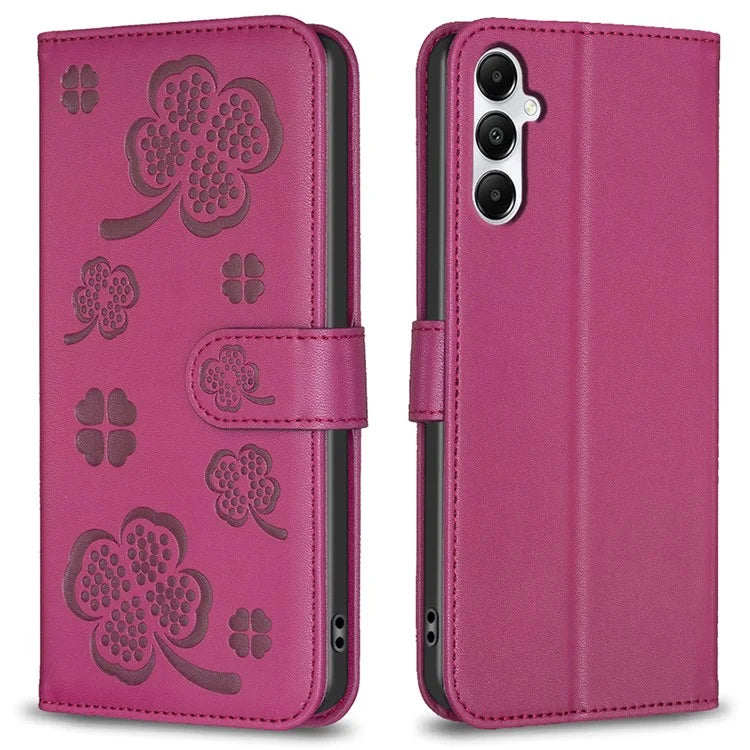 For Samsung Galaxy A55 5G Case Clover Pattern Leather Smartphone Cover with Card Slots