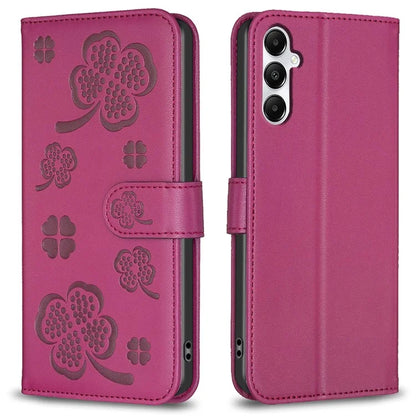 For Samsung Galaxy A55 5G Case Clover Pattern Leather Smartphone Cover with Card Slots