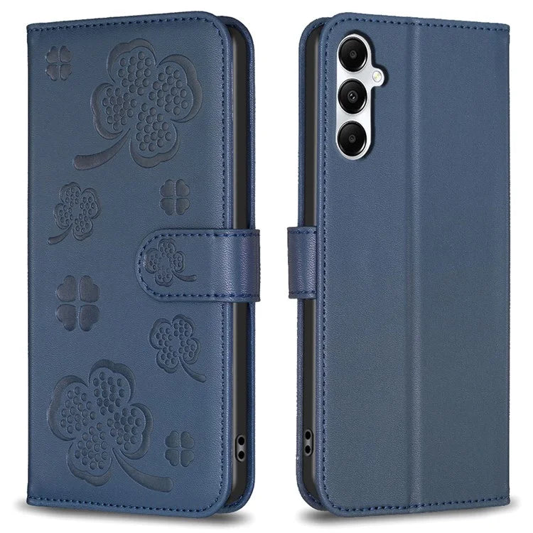 For Samsung Galaxy A55 5G Case Clover Pattern Leather Smartphone Cover with Card Slots