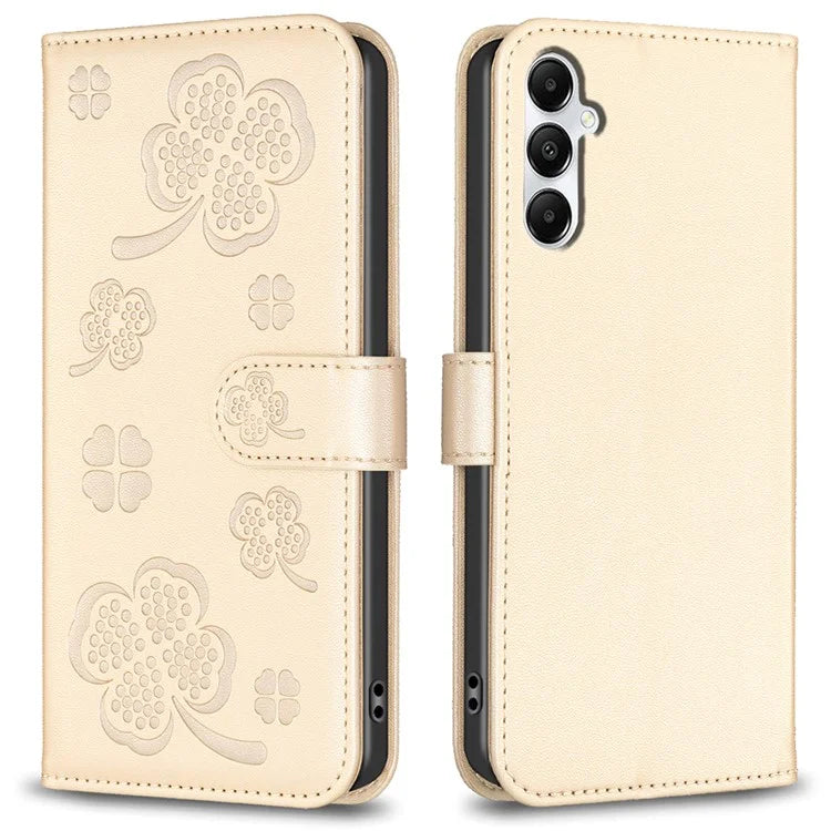 For Samsung Galaxy A55 5G Case Clover Pattern Leather Smartphone Cover with Card Slots
