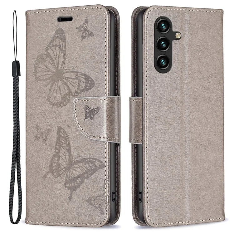 For Samsung Galaxy A55 5G Case Anti-fall Butterfly Imprinted Leather Mobile Phone Stand Cover