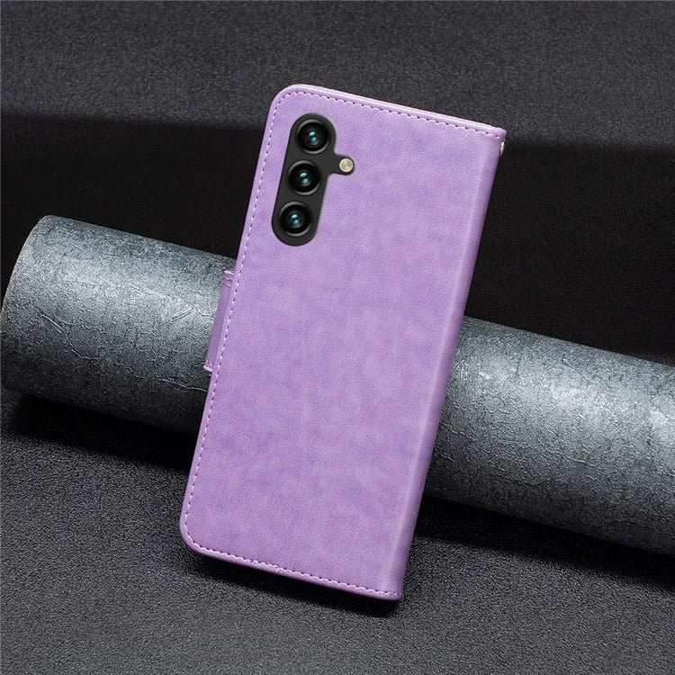 For Samsung Galaxy A55 5G Case Anti-fall Butterfly Imprinted Leather Mobile Phone Stand Cover