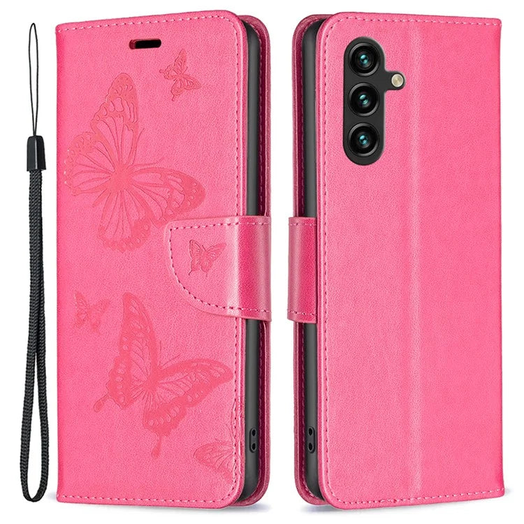 For Samsung Galaxy A55 5G Case Anti-fall Butterfly Imprinted Leather Mobile Phone Stand Cover