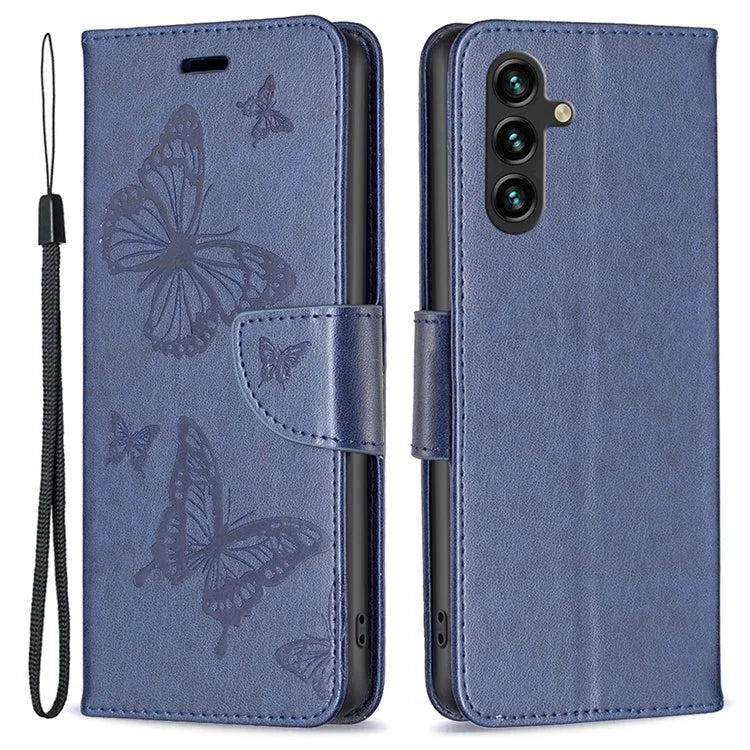 For Samsung Galaxy A55 5G Case Anti-fall Butterfly Imprinted Leather Mobile Phone Stand Cover