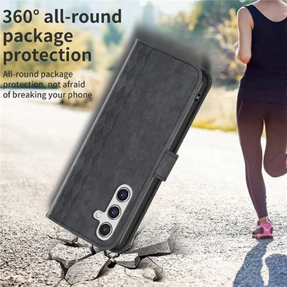 For Samsung Galaxy A55 5G Cell Phone Case Scratch-proof Imprinted Grid Leather Stand Cover