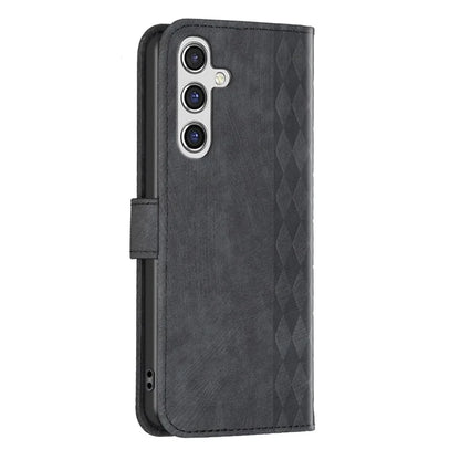 For Samsung Galaxy A55 5G Cell Phone Case Scratch-proof Imprinted Grid Leather Stand Cover