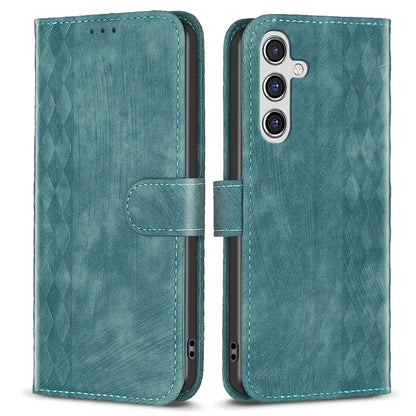 For Samsung Galaxy A55 5G Cell Phone Case Scratch-proof Imprinted Grid Leather Stand Cover