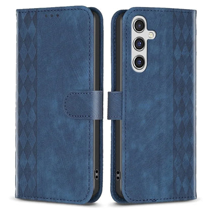 For Samsung Galaxy A55 5G Cell Phone Case Scratch-proof Imprinted Grid Leather Stand Cover