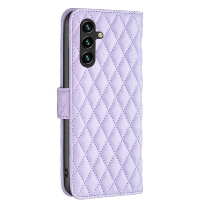 BINFEN COLOR BF Style-14 For Samsung Galaxy A55 5G Leather Case Rhombus Grid Pattern Phone Cover
