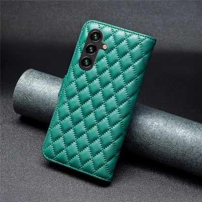 BINFEN COLOR BF Style-14 For Samsung Galaxy A55 5G Leather Case Rhombus Grid Pattern Phone Cover