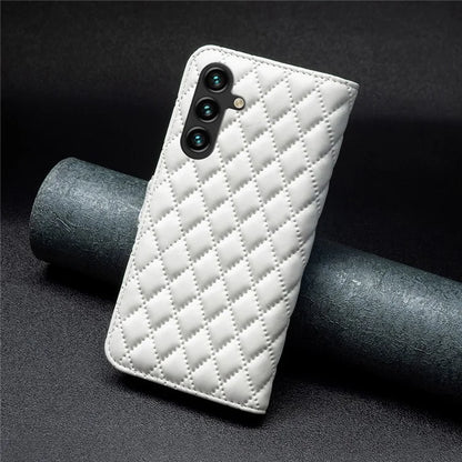 BINFEN COLOR BF Style-14 For Samsung Galaxy A55 5G Leather Case Rhombus Grid Pattern Phone Cover