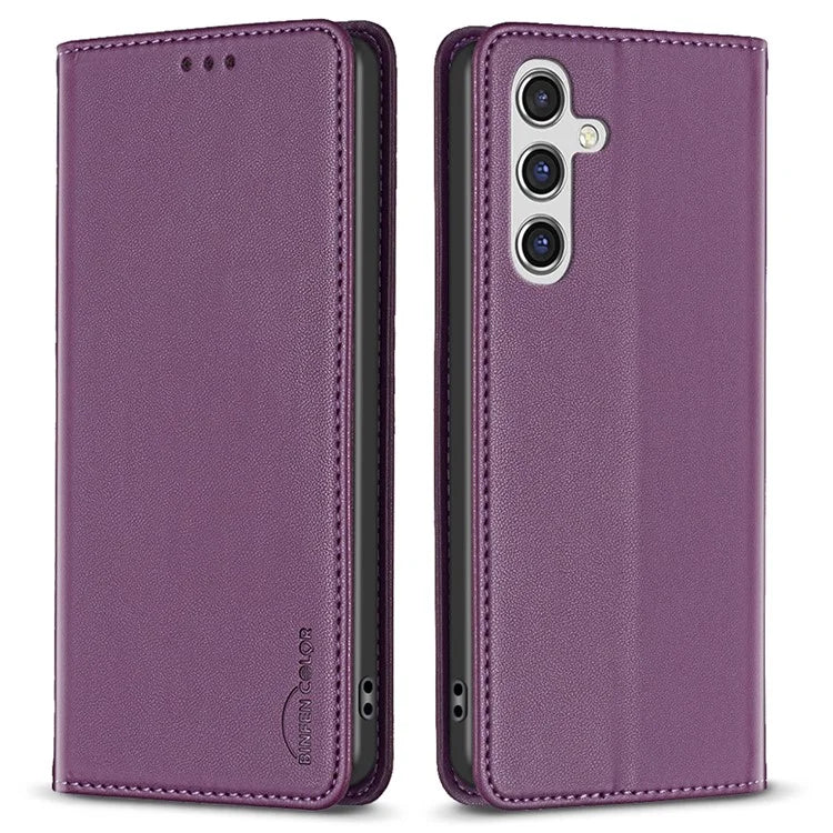 BINFEN COLOR BF18 For Samsung Galaxy A55 5G Leather Case Flip Phone Cover with Card Holder