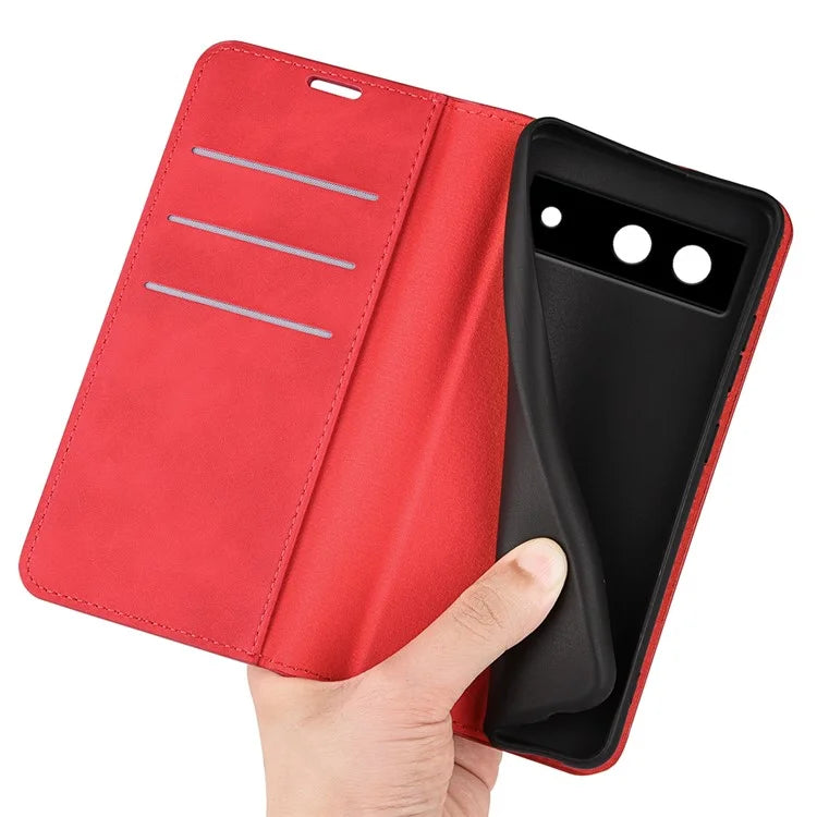 For Google Pixel 8a Case Shockproof Phone Case Skin-Touch PU Leather Flip Cover