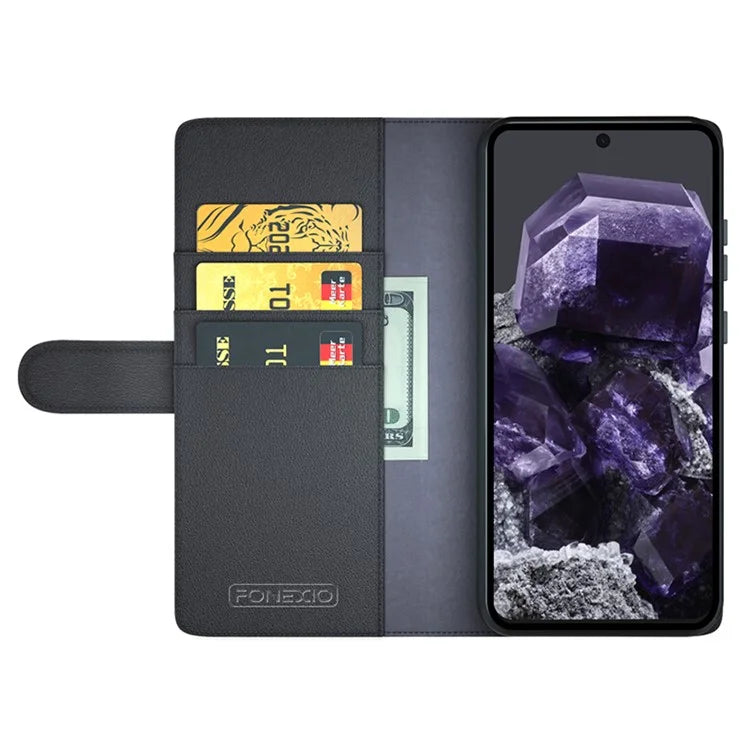 For Google Pixel 8a Case Genuine Split Leather Stand Wallet Folio Cover