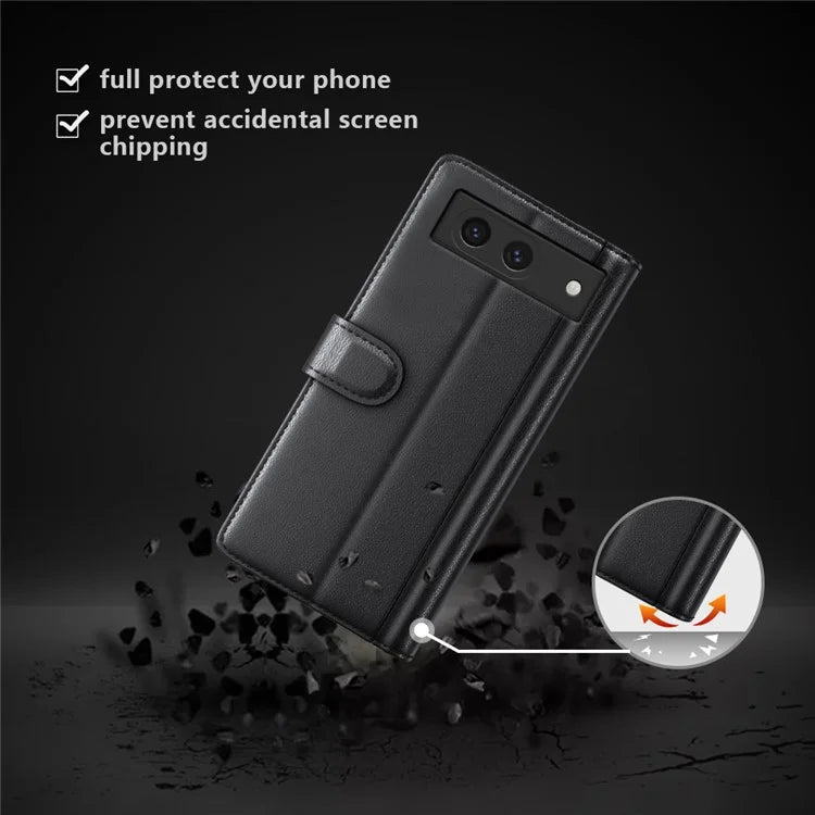 For Google Pixel 8a Case Genuine Split Leather Stand Wallet Folio Cover