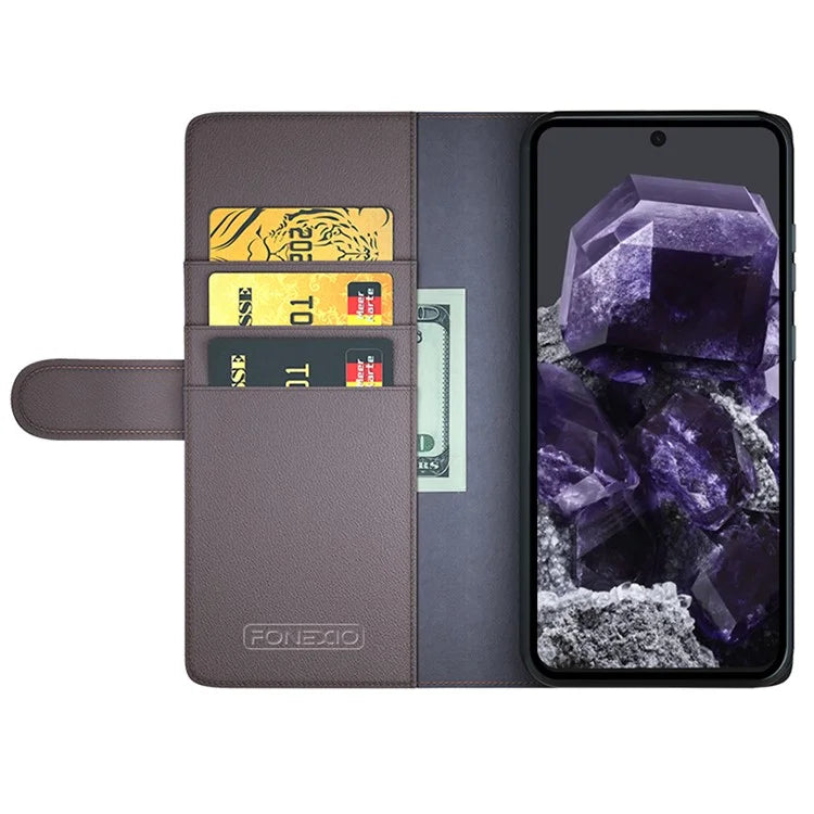 For Google Pixel 8a Case Genuine Split Leather Stand Wallet Folio Cover