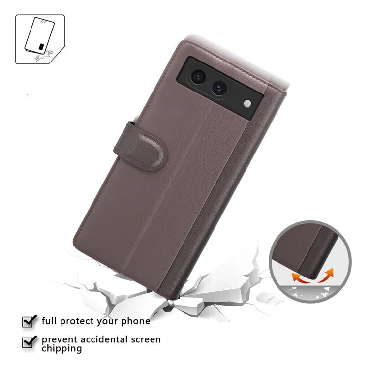 For Google Pixel 8a Case Genuine Split Leather Stand Wallet Folio Cover