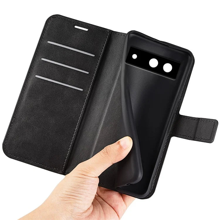 For Google Pixel 8a Wallet Phone Case Calf Texture PU Leather Protective Phone Cover