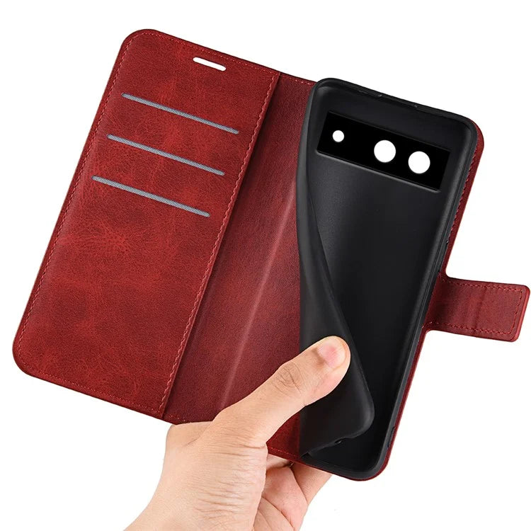 For Google Pixel 8a Wallet Phone Case Calf Texture PU Leather Protective Phone Cover