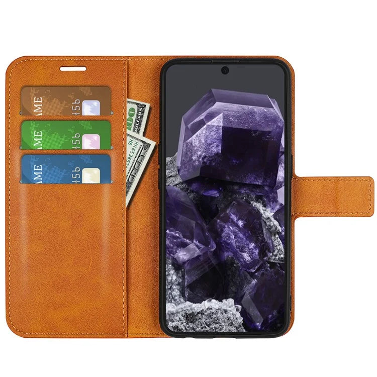 For Google Pixel 8a Wallet Phone Case Calf Texture PU Leather Protective Phone Cover