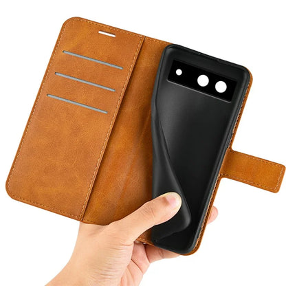For Google Pixel 8a Wallet Phone Case Calf Texture PU Leather Protective Phone Cover
