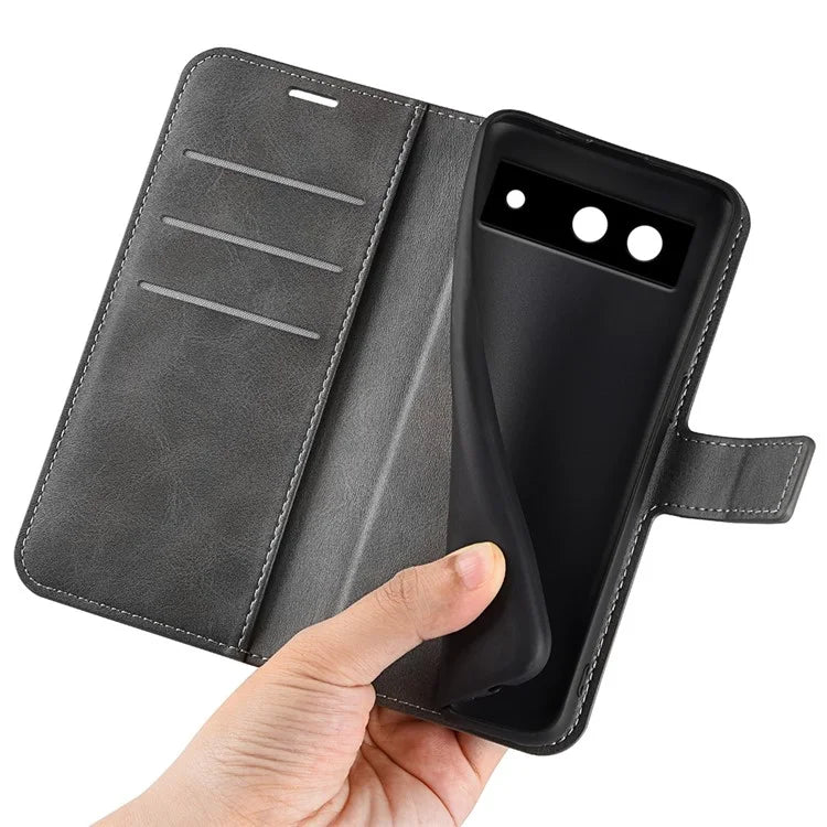 For Google Pixel 8a Wallet Phone Case Calf Texture PU Leather Protective Phone Cover