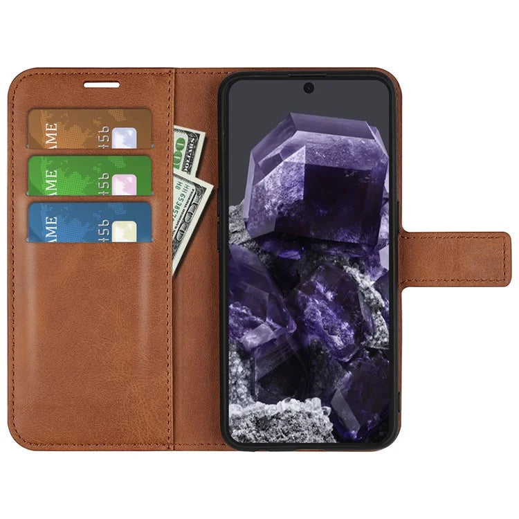 For Google Pixel 8a Wallet Phone Case Calf Texture PU Leather Protective Phone Cover