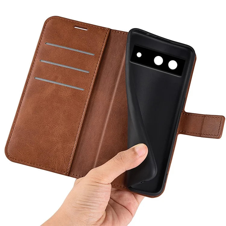 For Google Pixel 8a Wallet Phone Case Calf Texture PU Leather Protective Phone Cover