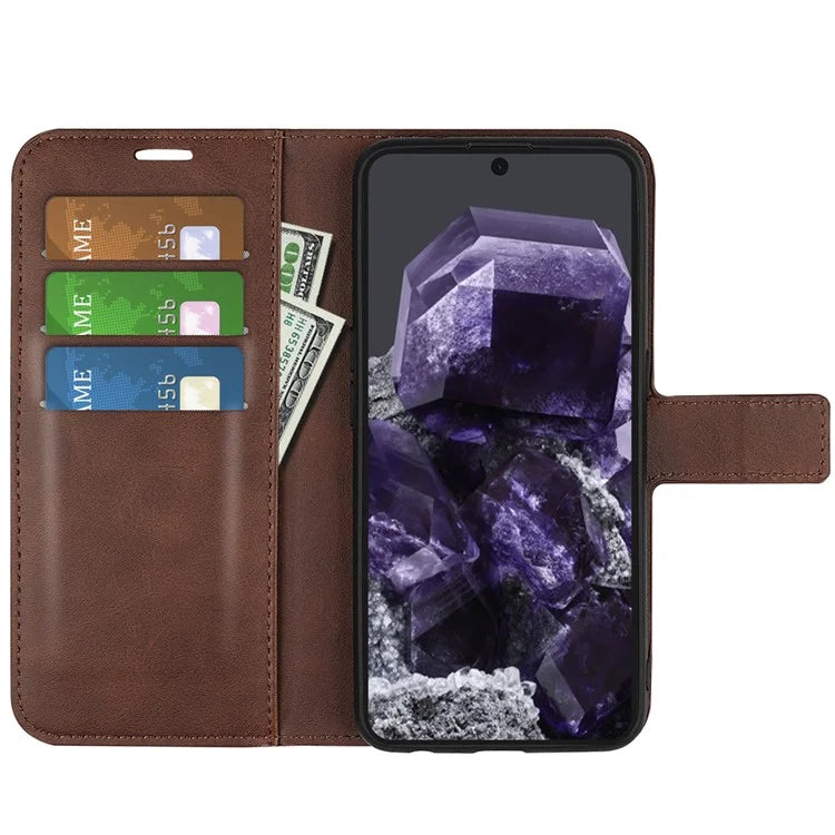 For Google Pixel 8a Wallet Phone Case Calf Texture PU Leather Protective Phone Cover