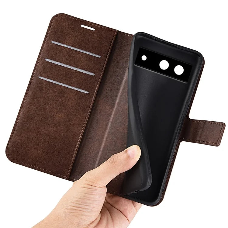 For Google Pixel 8a Wallet Phone Case Calf Texture PU Leather Protective Phone Cover