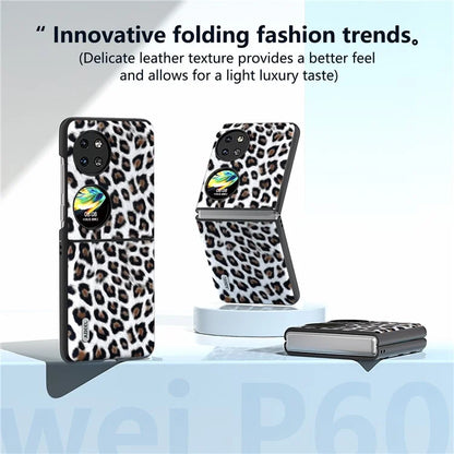 ABEEL For Huawei Pocket 2 Phone Case PU Leather Leopard Pattern Back Cover