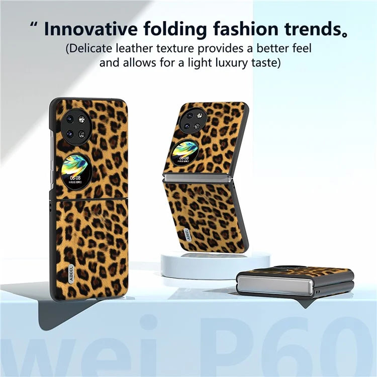 ABEEL For Huawei Pocket 2 Phone Case PU Leather Leopard Pattern Back Cover